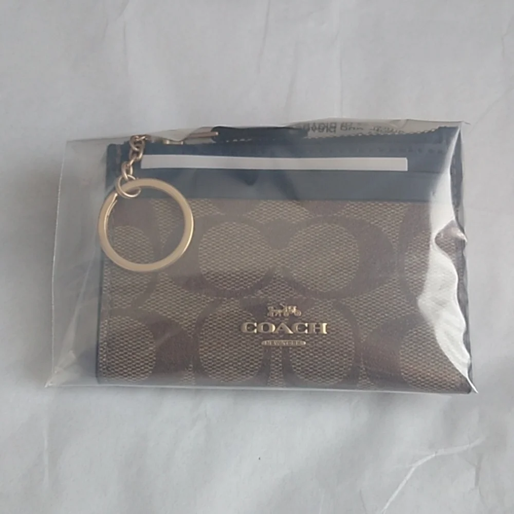 Coach 88208 Mini Skinny ID Case in Signature Canvas, IM/Khaki Midnight - Picture 6 of 6